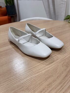White Girls' Mary Jane Ballet Flats with Elastic Strap